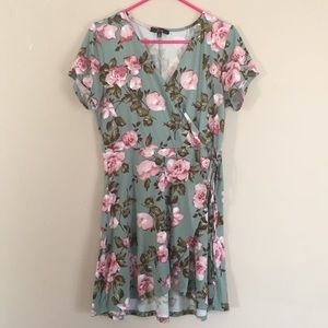 Wrap style floral print dress